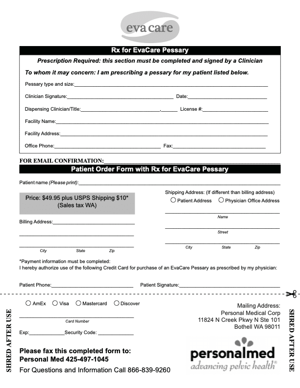 Download the EvaCare<sup>®</sup> Patient Rx Order Form 